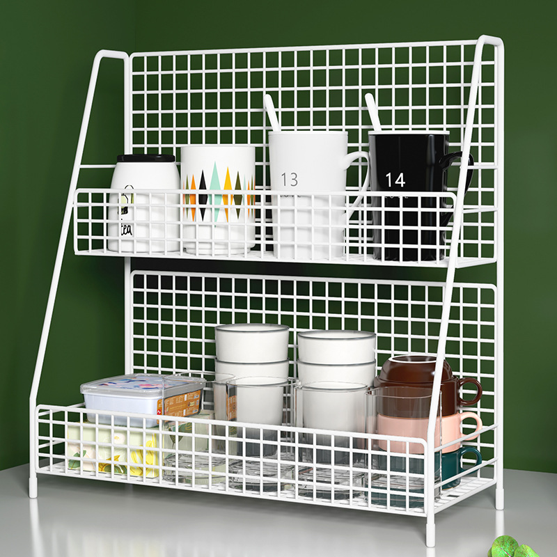 Estante Escurridor de Tazas de Metal Multicapa Sin Perforación para Cocina