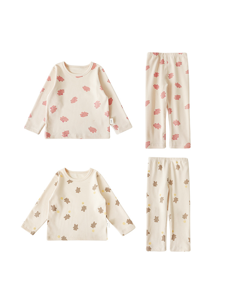 Conjunto de Ropa de Casa de Dibujos Animados para Niñas Qiuduo, Invierno 2025, Nuevo Pijama Infantil sin Costuras y Cálido