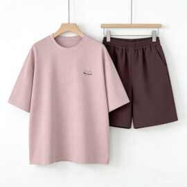 上衣纯棉+裤子酷丝绵 两件套女童夏套装时尚短袖短裤t恤两件套