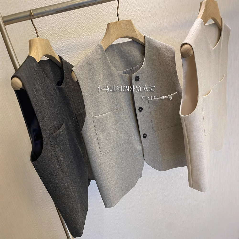 2025 what look is serious TH ~~ burst commuter loose crew neck sleeveless suit vest women spring and summer