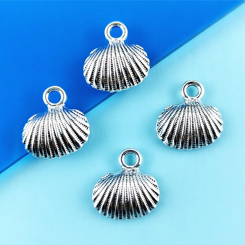 Cross-Border Hot-Selling DIY Zinc Alloy Jewelry Accessories Beach-Style Realistic 3D Shell Charm Necklace Bracelet Pendant