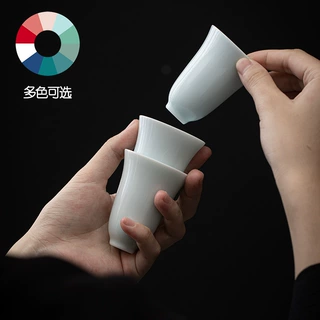 颜色釉闻香杯多色可选陶瓷品茗杯主人杯家用功夫茶具纯色单杯高款