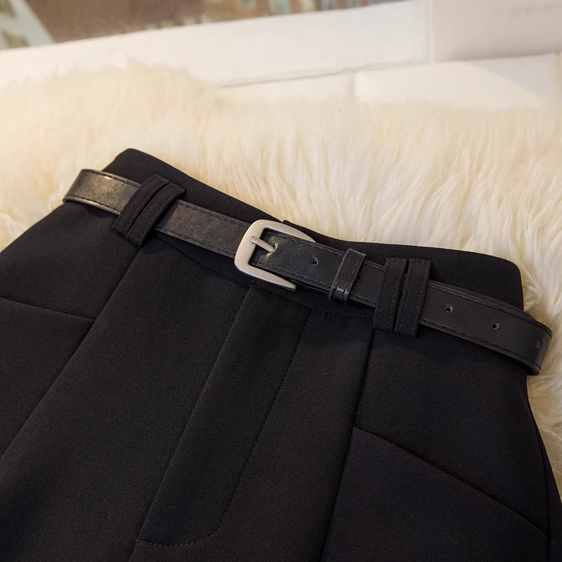 Quần short vest nữ cạp cao dáng chữ A ống rộng size lớn — Màu đen (thắt lưng miễn phí) chi tiết 16