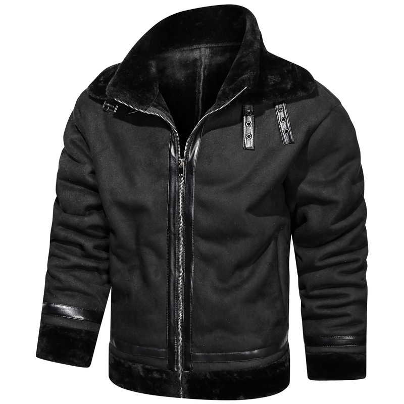 Demi-season fashionable warm men's solid color hoody