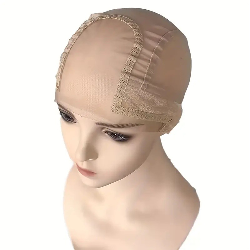 [베이지] 4*5U형 귀 파기 벨벳 가발 메쉬 캡