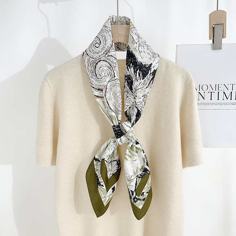 Impresión creativa de alta calidad 90 toallas de seda cuadrada de imitación femenina elegante lujoso estilo europeo y americano temperamento profesional con toallas de seda