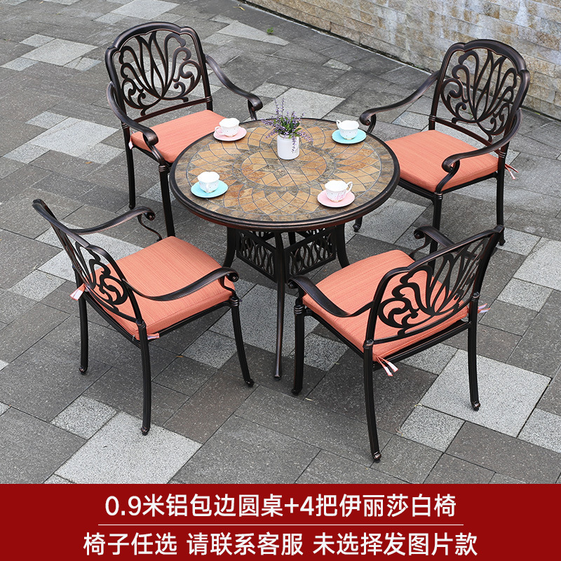 90 Borde de aluminio redondo + silla Elizabeth