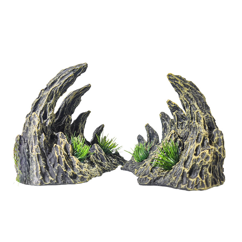 Tanque de peces paisaje piedra rocalla decoración plantas acuáticas decoración quilla tanque de peces decoración resina simulación qinglongshi cañón al por mayor