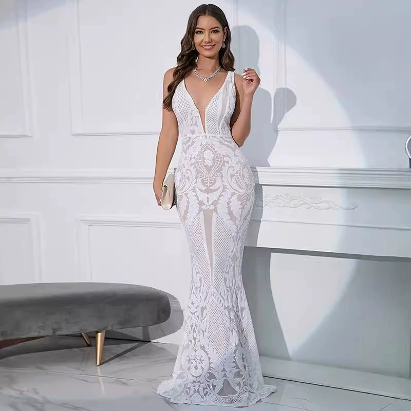 Spring long skirt, sexy nail sequins, evening dress, (Cross-border trading), European style
