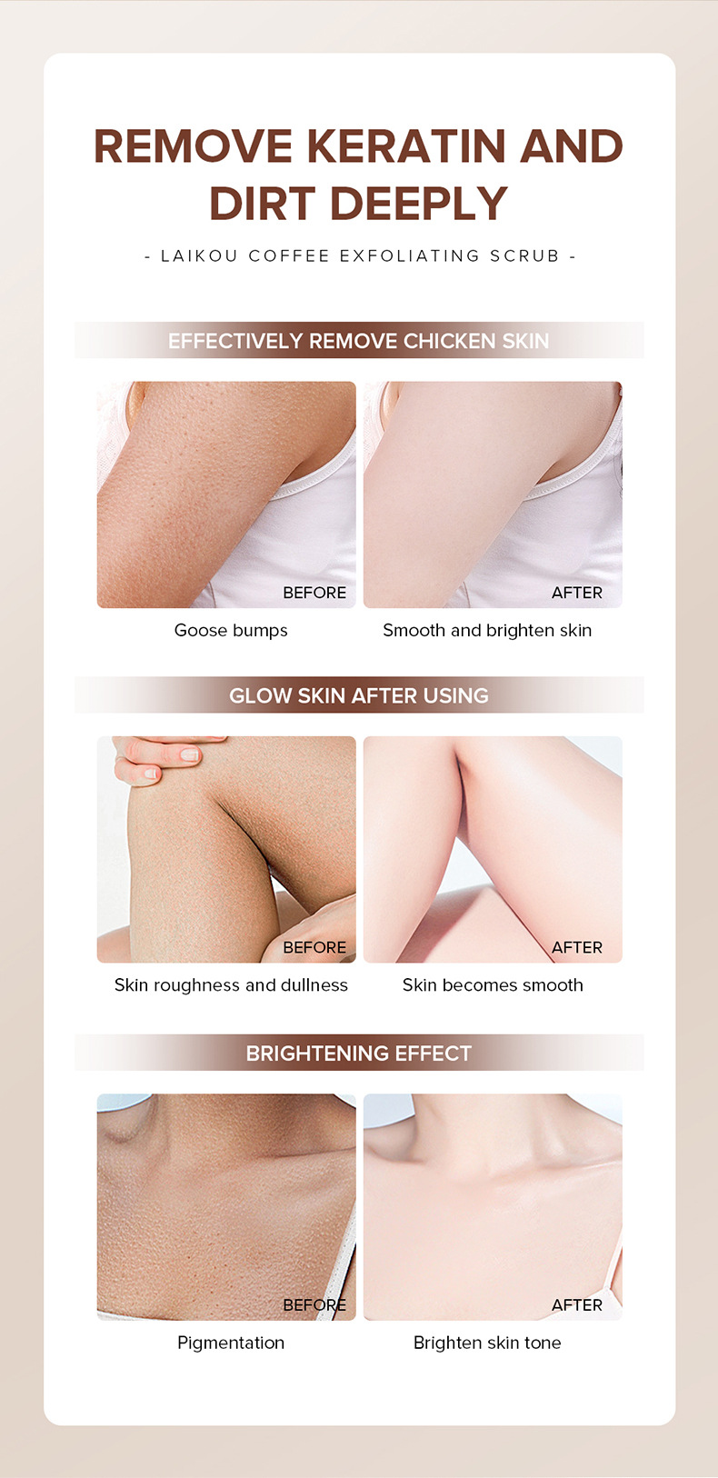 Cross-border Laicome Body Scrub 350g Pore Cleansing and keratin rejuvenation skin care products wholesale manufacturer supply undefined