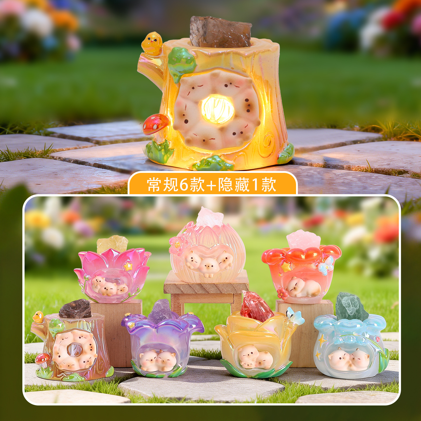New Tiktok Hot-Selling Floral Dream Energy Crystal Stone Blind Box Creative Desktop Ornament Trendy Toy Souvenir