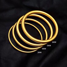 沙金古法传承素圈手镯女叠戴铜合金实心手饰婚礼三金展示仿金镯子