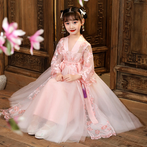 Girls Hanfu little girl girls kimono dresses hanfu Fairy dresses fairy elegant children Princess Dress