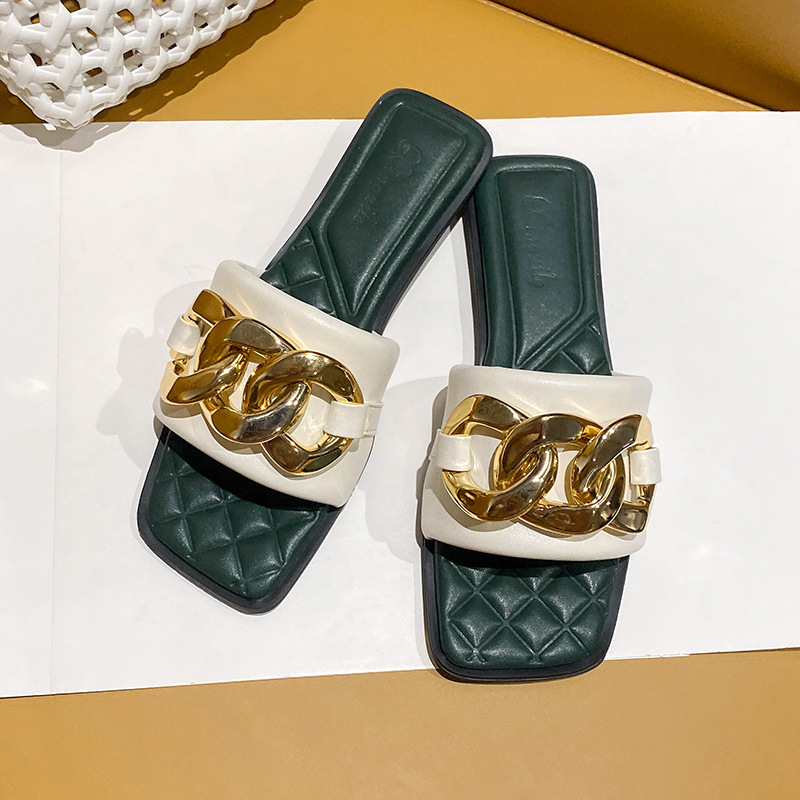 Pantofole di pelle di pecora da donna Net Red 2023 New Summer Leather One Word Pantofole da donna abbigliamento estivo moda scarpe da spiaggia tendenza_voghion.com