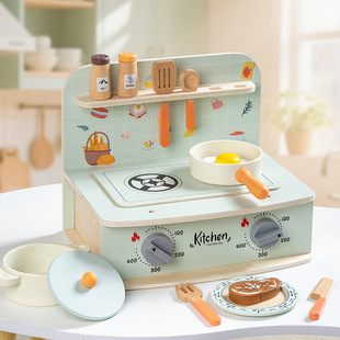Cross-Border New Product Wooden Children's Play House Simulation Kitchen Toy Set Cooking and Cooking Kindergarten Interactive Toys