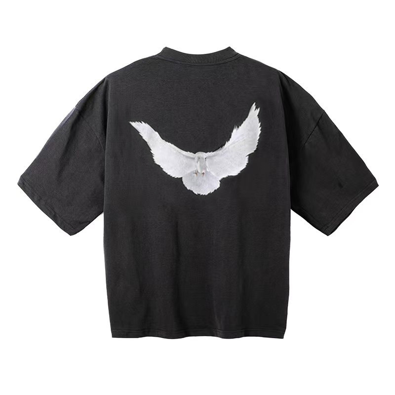 SOGD YEEZY x G x B TEE tripartite joint Kanye pigeon printed washed short sleeve t-shirt SOGD YEEZY x G x B TEE tripartite joint Kanye pigeon printed washed short sleeve t-shirt