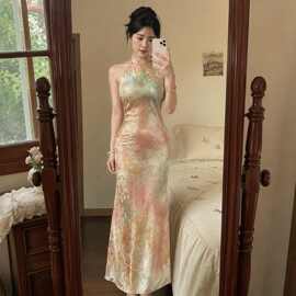 高级感新中式旗袍2026年新款女日常百搭可穿年轻款花朵连衣裙粉色