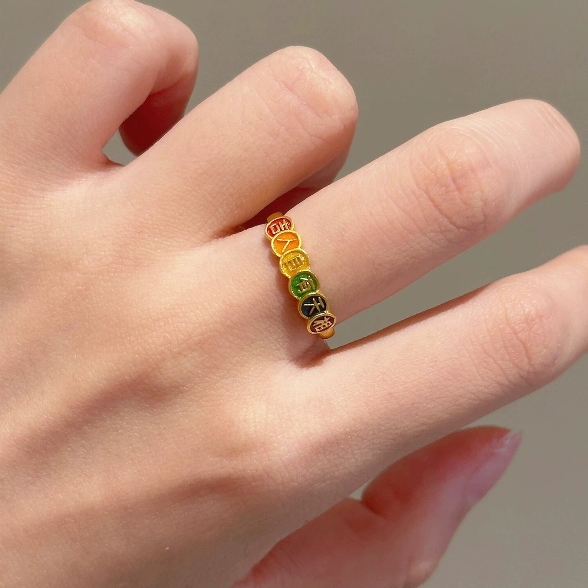 Dámsky prsteň Ping An Joy, staroveký smalt, dobré slová, národná móda, nový čínsky štýl, retro temperament, vysoko kvalitný zmyselný prsteň_voghion.com