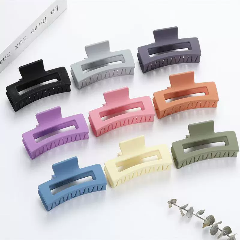 韩版糖果色磨砂8.5cm盘发抓夹发夹方形后脑勺鲨鱼夹韩式发饰
