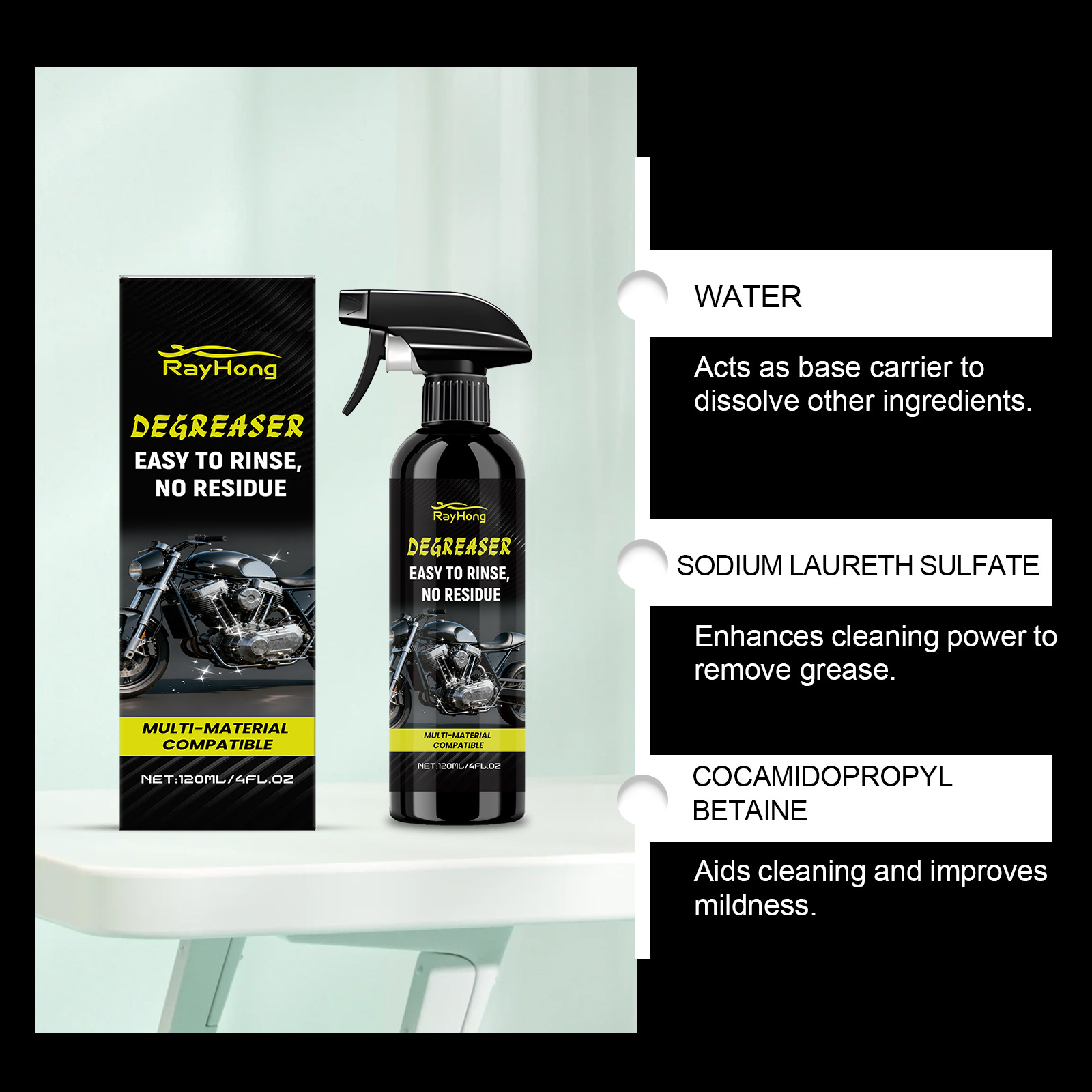 Rayhong Car Wash Liquid, Motorcycle Cleaning Tire Stain Removal, Maintenance and Daily Care Cleaner
