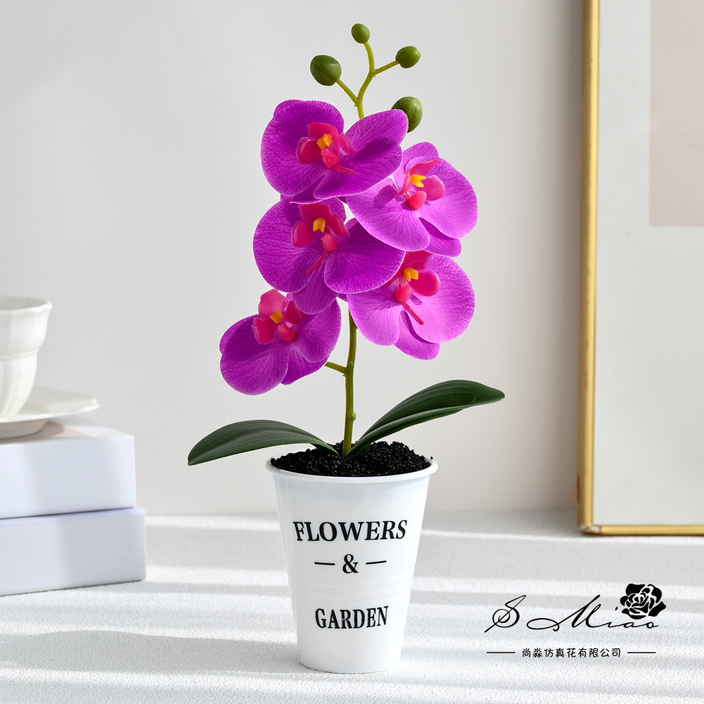 Cinco flores y dos hojas sensación de orquídea mariposa plantación de bonsai creativa decoración del hogar de moda fotografía flores artificiales ornamentos de boda