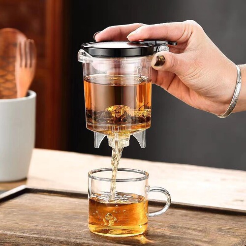 Elegant Cup Glass Teapot High Temperature Resistant Teapot One-touch Filter Tea Water Separation Household Tea Maker Large Capacity