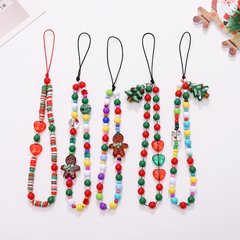 2023 New Christmas Phone Chain Phone Case Lanyard Christmas Tree Pendant Short Wrist Strap Gingerbread Man Decoration