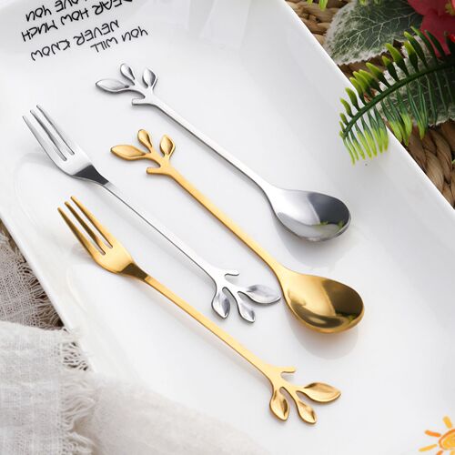 S stainless steel honey spoon, leaf and leaf fork, bar stirrer, coffee spoon gift bag, wedding celebration gift