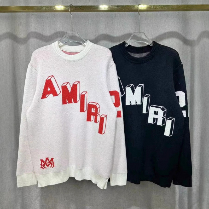 Foreign trade wholesale AMIRI trend letter Logo jacquard tassel damage hole loose wind hooded round neck sweater