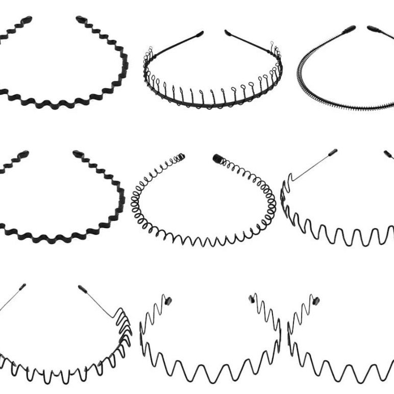 日韩百搭男女通用铁头箍 波浪型发箍 螺旋头扣 钢丝弹簧头箍