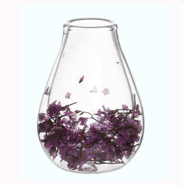 厂家定制双层中口锥形花器客厅装饰日式花瓶创意双层玻璃干花花瓶