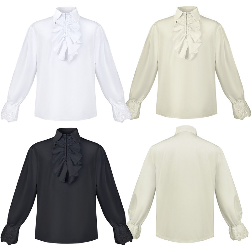 Medieval Halloween Renaissance Steampunk Lace Collar Lace Ruffled Vampire cos Shirt