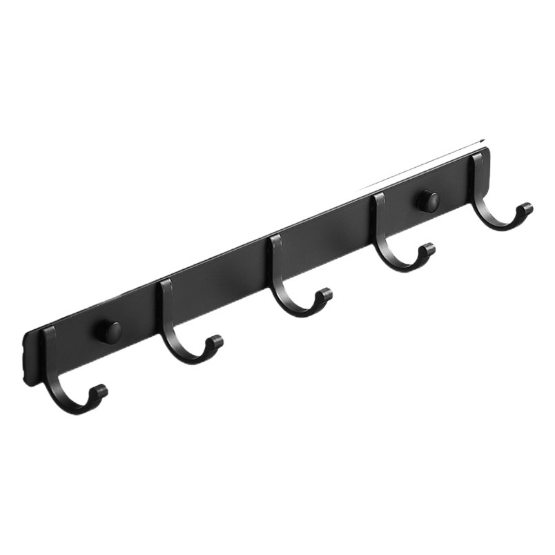 Black toilet hook non-perforated row hook toilet fitting room clothes hook space aluminum towel rack a row of long strips