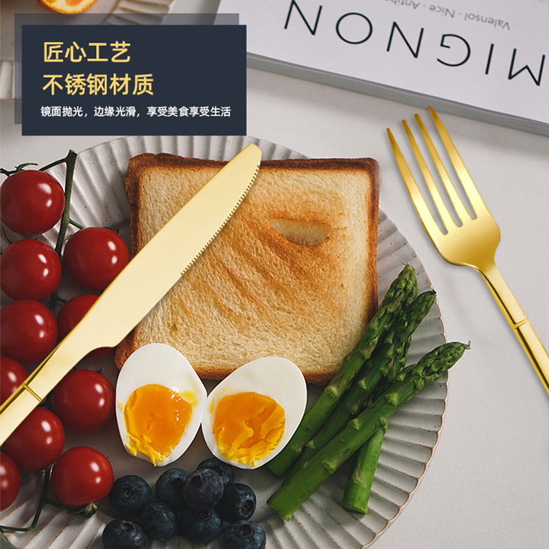 跨境不锈钢餐具骑士 创意刀叉勺24件套酒店牛排刀西餐具套装6人份|undefined