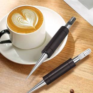 Coffee Milk Bubble Art Bomber Flower Drawing Needle Stainless Steel Carving Flower Stick Coffee Gook Needle Milk Bubble Painting Decorating Needle