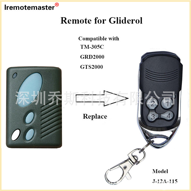 外贸315mhz 1234键 车库门遥控器 兼容 Gliderol TM305c Remote