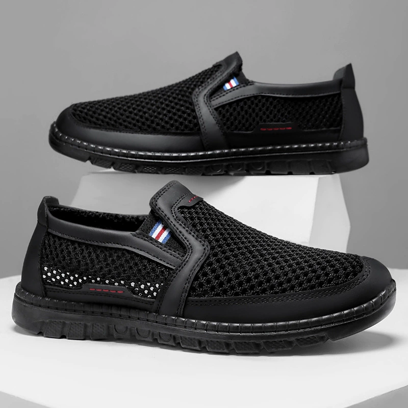 Мужская обувь, летняя мужская обувь с сеткой, мягкая подошва, легкая и не утомляющая ноги, старая пекинская тканевая обувь, обувь для папы большого размера среднего и пожилого возраста.