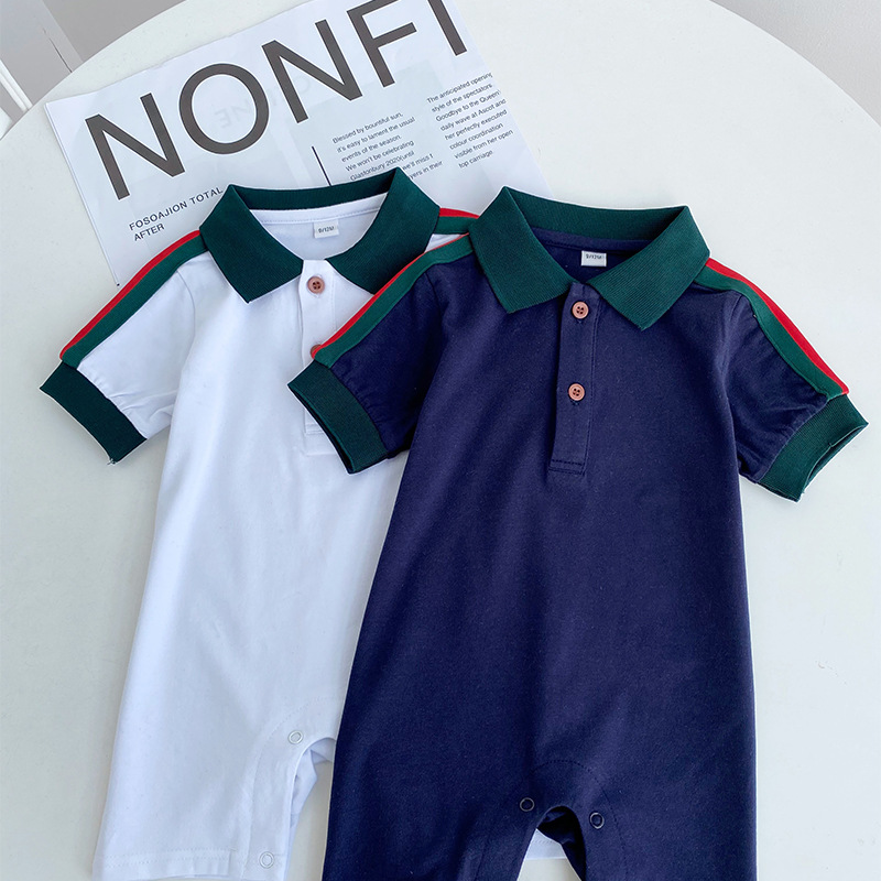 Baby One-piece Summer Baby Lapel Thin Breathable Summer POLO Shirt Short Sleeved