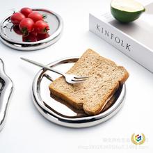 ✅拜伦ins电镀银托盘拍照道具首饰收纳盘展示盘轻奢陶瓷饰品摆件