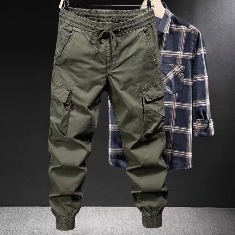 Monos de comercio exterior para hombre Otoño e Invierno Nuevo estilo coreano pantalones casuales sueltos de talla grande marca de moda al aire libre pantalones multibolsillos atados al tobillo