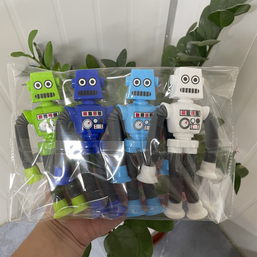 Transfronterizo robot flexible tubo telescópico niño puzzle dibujos animados estirados ventosa interacción padre-hijo creativo juguete descompresión