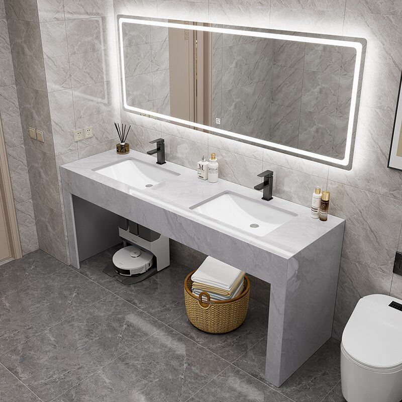Bathroom Simple Marble Bathroom Cabinet Combination Double Washbasin Double Basin Hotel Washbasin Washbasin