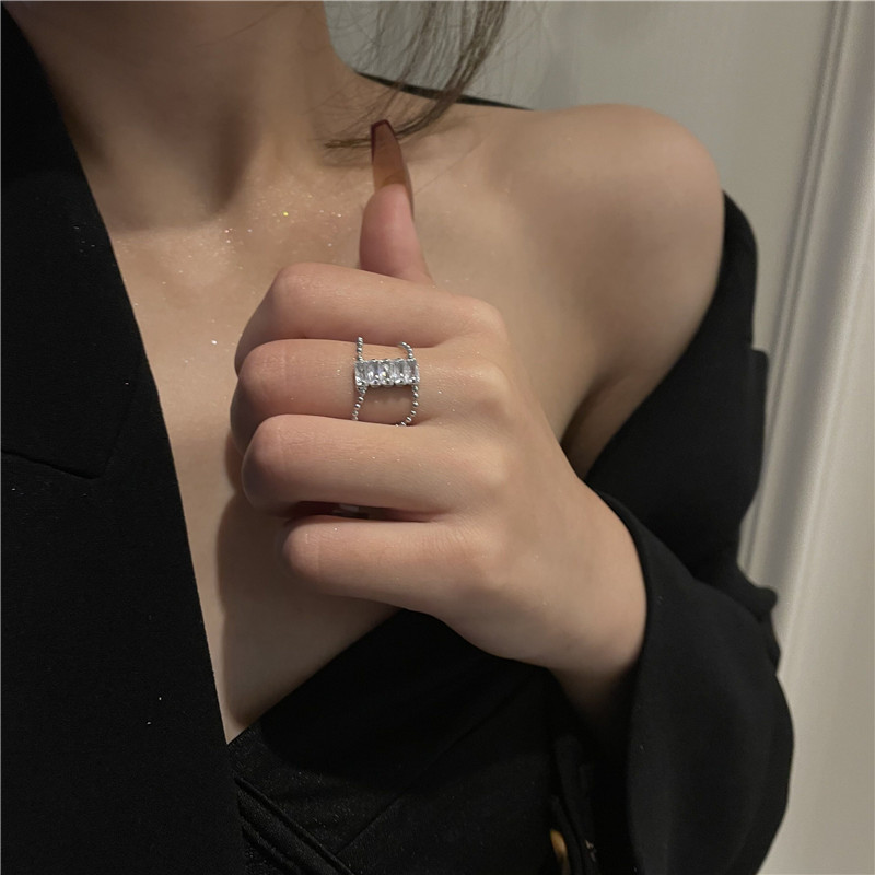 Zircon Chain Ring Set Niche Design Simple Personality Temperament Wild Fashion Ring display picture 4