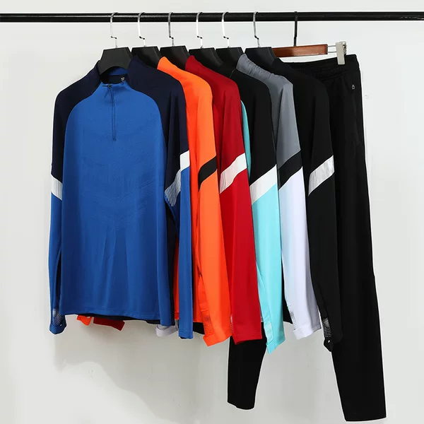 Half zipper long sleeve training suit Football clothes suit men's autumn and winter Jersey fitness outdoor running sports casual wear