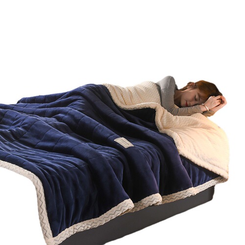 Autumn/Winter AB Style Velour Blanket with Quilted Thickening and Warmth, Bestselling Gift Lamb Fur Blanket, Can Be Shipped on behalf