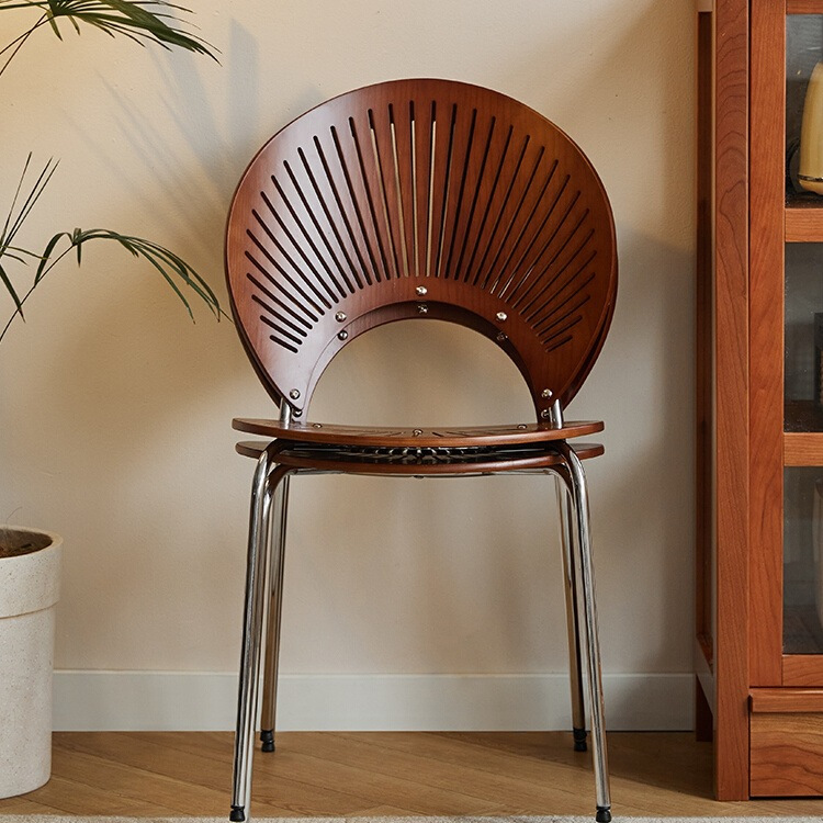 Shell Chair Nordic Solid Wood Dining Chair Home Simple Retro Sun Chair Medieval Tea Table Wooden Chair Light Luxury Dining Table and Chairs