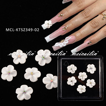 跨境新款美甲进口手工花饰品白色树脂小清新花瓣指甲配件干花批发