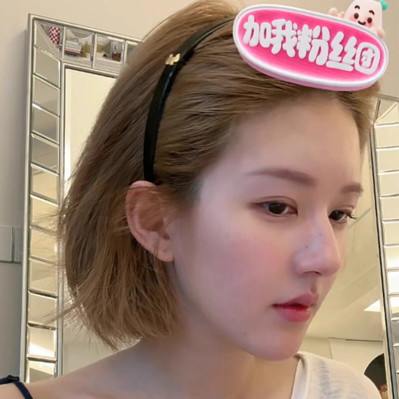 赵露思直播同款黑色金标小狗发箍女高颅顶发卡洗脸压发皮头箍发饰|undefined