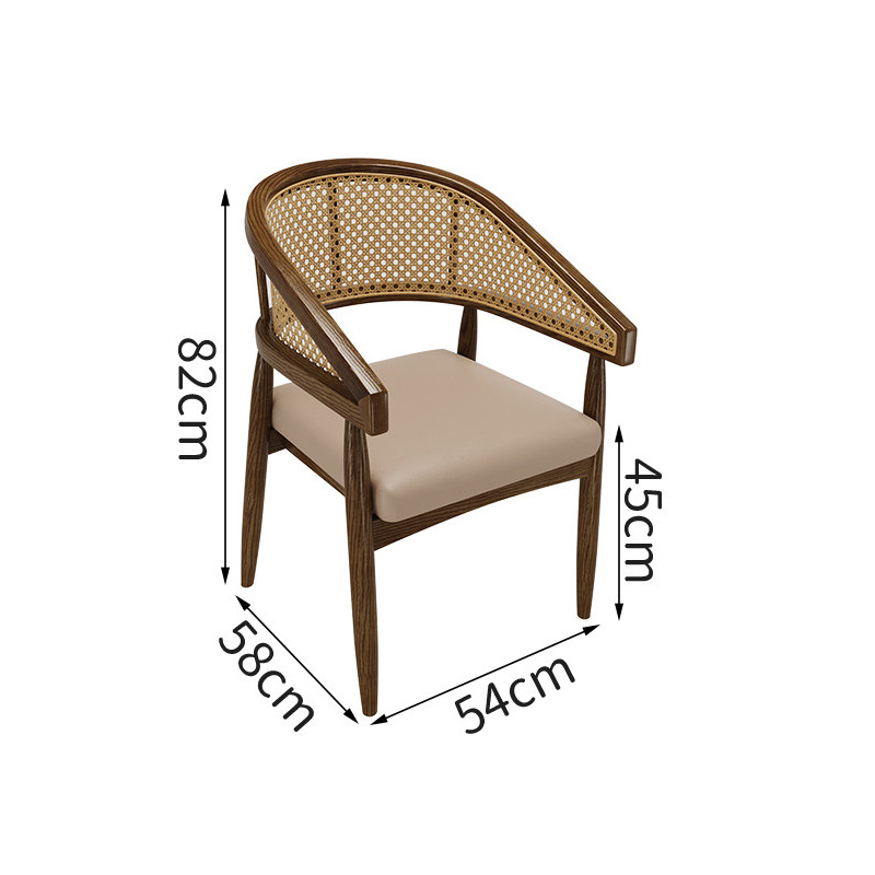 Sillas de comedor de diseño personalizadas para hoteles de alta gama, sillas de ratán de madera maciza, sillas de ocio, venta al por mayor comercial.