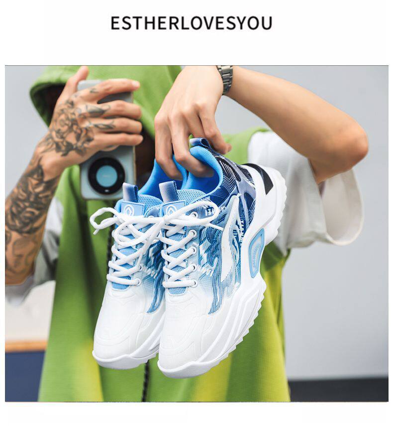 Giày thể thao nam sneaker lưới thoáng khí phối màu, đế thấp 3 cm — 3529 xanh da trời, 3529 đen trắng chi tiết 18